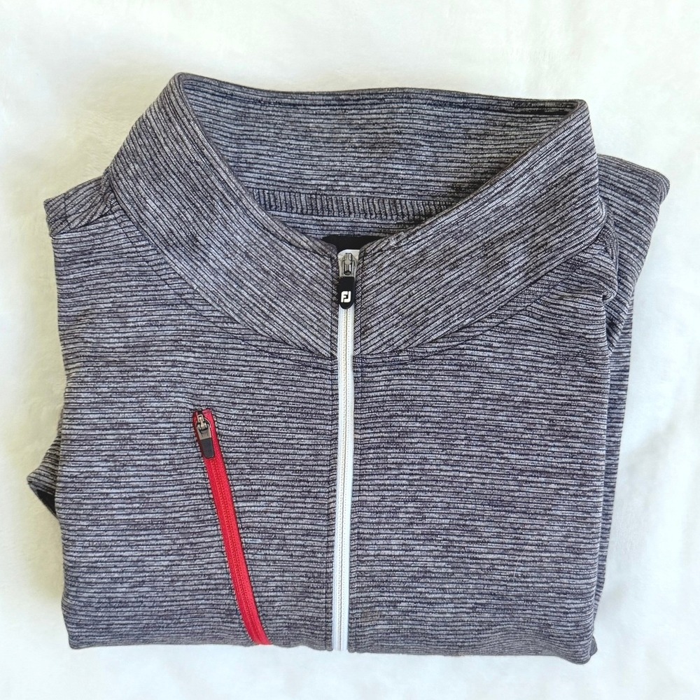 FootJoy Quarter Zip Pullover Mens XL Space Dye Gray Performance Golf Sweater